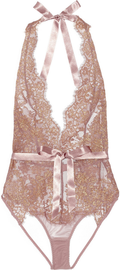 Anvendt eksil ukuelige L'AGENT BY AGENT PROVOCATEUR IANA METALLIC LACE AND STRETCH-TULLE BODYSUIT  - Leah Forester